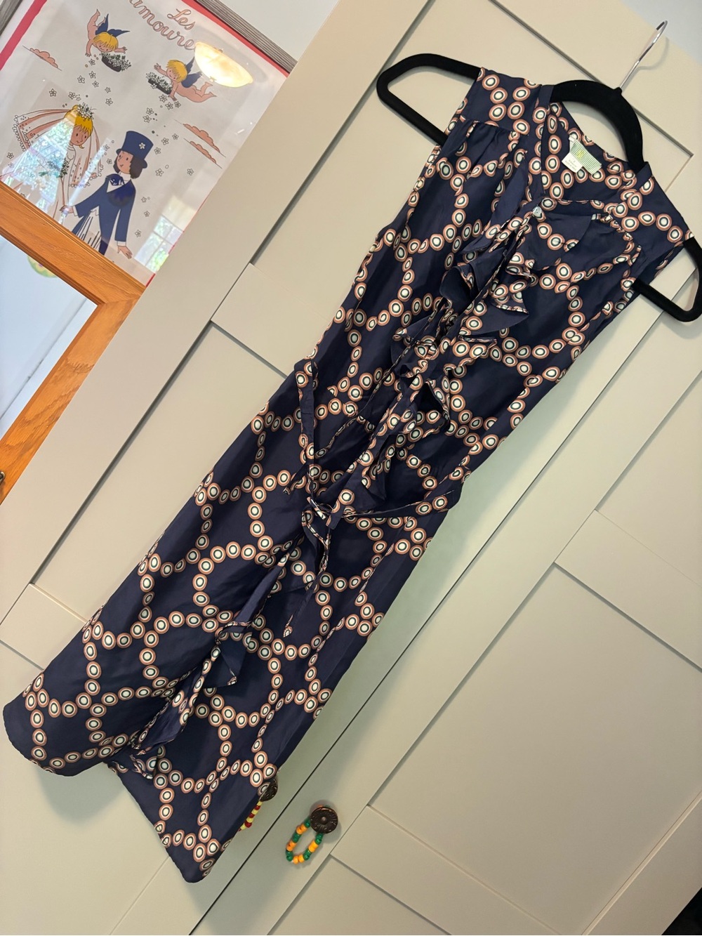 Anthropologie Lil navy ruffle front silk dress- sz 2